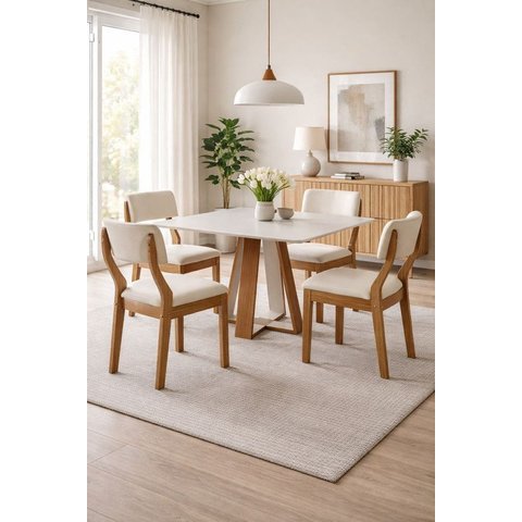 Sala de Jantar 4 Cadeiras 1,20 X80 - Prime - Domus Móveis