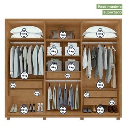 Guarda Roupa Casal com Espelho 6 Portas 5 Gavetas Únique Móveis Lopas - 9
