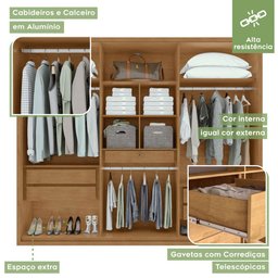 Guarda Roupa Casal com Espelho 6 Portas 5 Gavetas Únique Móveis Lopas - 6