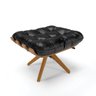 Puff Giratório Costela Corano Preto Base Madeira - 1