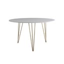 Ver imagem 5 de Mesa Jantar Redonda 110cm Branca Clips 3 Pés com 4 Cadeiras Eames Eiffel Brancas Base Dourada