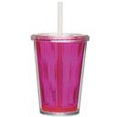 Ver imagem 1 de Copo Duplo Multiuso 670ml com Tampa Canudo Liso Cor:rosa