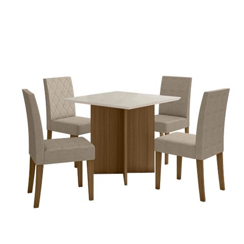 Sala de Jantar Helo 90x90 com Vidro 4l Cadeiras Jade Poliman Móveis