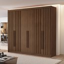 Ver imagem 1 de Guarda-Roupa Casal 6 Portas 4 Ripadas 100% MDF Portugal Cacau Marrom