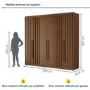 Ver imagem 4 de Guarda-Roupa Casal 6 Portas 4 Ripadas 100% MDF Portugal Cacau Marrom
