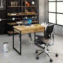 Ver imagem 1 de Escrivaninha Mesa Escritório Kuadra 2 Gavetas 90cm Industrial Carvalho Marrom