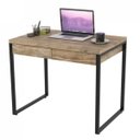 Ver imagem 3 de Escrivaninha Mesa Escritório Kuadra 2 Gavetas 90cm Industrial Carvalho Marrom