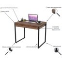 Ver imagem 5 de Escrivaninha Mesa Escritório Kuadra 2 Gavetas 90cm Industrial Nogal Marrom