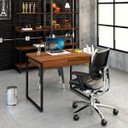 Ver imagem 1 de Escrivaninha Mesa Escritório Kuadra 2 Gavetas 90cm Industrial Nogal Marrom