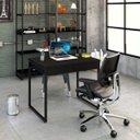 Ver imagem 1 de Escrivaninha Mesa Escritório Kuadra 2 Gavetas 90cm Industrial Preto Ônix