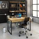 Ver imagem 1 de Escrivaninha Mesa Escritório Kuadra 2 Gavetas 120cm Industrial Carvalho Marrom
