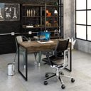 Ver imagem 1 de Escrivaninha Mesa Escritório Kuadra 2 Gavetas 120cm Industrial Carvalho Dark Marrom