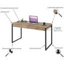 Ver imagem 5 de Escrivaninha Mesa Escritório Kuadra 2 Gavetas 135cm Industrial Carvalho Marrom