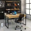 Ver imagem 1 de Escrivaninha Mesa Escritório Kuadra 2 Gavetas 135cm Industrial Carvalho Marrom