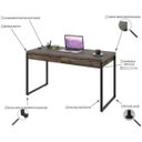 Ver imagem 5 de Escrivaninha Mesa Escritório Kuadra 2 Gavetas 135cm Industrial Carvalho Dark Marrom