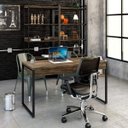 Ver imagem 1 de Escrivaninha Mesa Escritório Kuadra 2 Gavetas 135cm Industrial Carvalho Dark Marrom