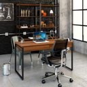 Ver imagem 1 de Escrivaninha Mesa Escritório Kuadra 2 Gavetas 135cm Industrial Nogal Marrom