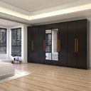 Ver imagem 1 de Guarda-roupa Casal Odisseia 8 Portas 4 Gavetas com Espelho Preto - Panorama Móveis