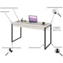 Ver imagem 5 de Escrivaninha Mesa Escritório Kuadra 2 Gavetas 135cm Industrial Snow Bege