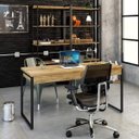 Ver imagem 1 de Escrivaninha Mesa Escritório Kuadra 2 Gavetas 150cm Industrial Carvalho Marrom