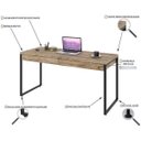 Ver imagem 4 de Escrivaninha Mesa Escritório Kuadra 2 Gavetas 150cm Industrial Carvalho Marrom