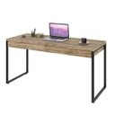 Ver imagem 3 de Escrivaninha Mesa Escritório Kuadra 2 Gavetas 150cm Industrial Carvalho Marrom
