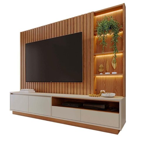 Home Estante Rack Cancun para Tv até 82 Polegadas Freijo-off White Matte Freijo-off White Matte