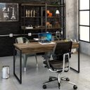 Ver imagem 1 de Escrivaninha Mesa Escritório Kuadra 2 Gavetas 150cm Industrial Carvalho Dark Marrom