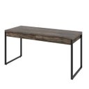 Ver imagem 4 de Escrivaninha Mesa Escritório Kuadra 2 Gavetas 150cm Industrial Carvalho Dark Marrom
