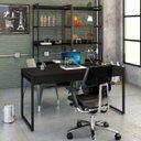 Ver imagem 1 de Escrivaninha Mesa Escritório Kuadra 2 Gavetas 150cm Industrial Preto Ônix