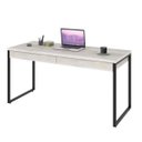 Ver imagem 3 de Escrivaninha Mesa Escritório Kuadra 2 Gavetas 150cm Industrial Snow Bege