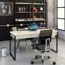 Ver imagem 1 de Escrivaninha Mesa Escritório Kuadra 2 Gavetas 150cm Industrial Snow Bege