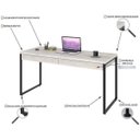 Ver imagem 5 de Escrivaninha Mesa Escritório Kuadra 2 Gavetas 150cm Industrial Snow Bege