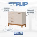Ver imagem 5 de Jogo de Quarto Infantil Flip Guarda Roupa 3 Portas e Cômoda 1 Porta Areia Fosco - Reller Móveis