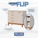 Ver imagem 6 de Jogo de Quarto Infantil Flip Guarda Roupa 3 Portas e Cômoda 1 Porta Areia Fosco - Reller Móveis