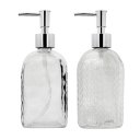 Ver imagem 1 de Kit Banheiro Porta Sabonete Líquido Vidro Clear 500ml 2PÇ