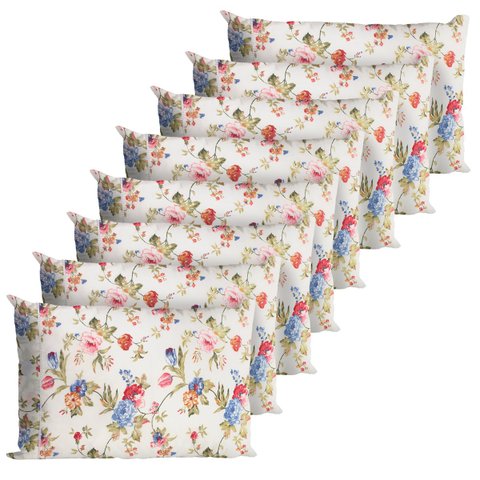 8 Fronha Avulsa Percal 200 Fios Algodão Ponto Palito Floral