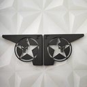 Ver imagem 4 de Par Mãos Francesas Pretas Ornamentadas 20cm 4x4 Estrela Caveira Justiceiro Aço Jeep