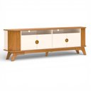 Ver imagem 4 de Rack Bancada Vivaldi para TV 80" 200cm MDF-MDP Canelado Cinamomo e Off White Artely