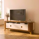 Ver imagem 1 de Rack Bancada Vivaldi para TV 80" 200cm MDF-MDP Canelado Cinamomo e Off White Artely