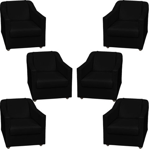Kit 6 Poltrona Decorativa para Sala de Espera Mila Recepção Escritório Consultório Corino