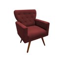 Ver imagem 3 de Kit Namoradeira + 2 Poltronas Decorativa Aurora Suede Marsala Pés Madeira Ms Decor