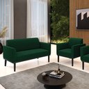 Ver imagem 2 de Namoradeira e Poltrona Base Madeira Preto Marisa Bouclê Verde D03 - D’Rossi