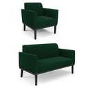 Ver imagem 1 de Namoradeira e Poltrona Base Madeira Preto Marisa Bouclê Verde D03 - D’Rossi
