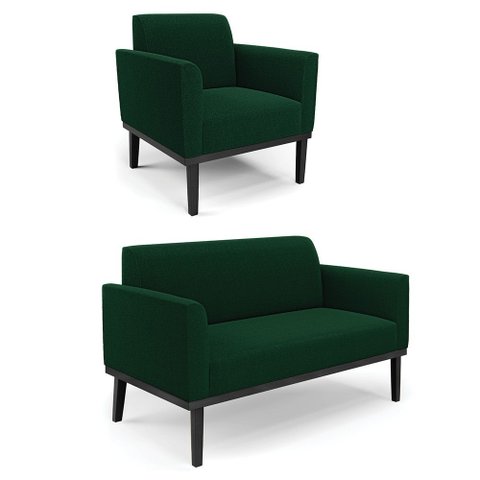 Namoradeira e Poltrona Base Madeira Preto Marisa Bouclê Verde D03 - D’Rossi