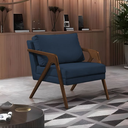 Ver imagem 3 de Kit 2 Poltronas Sala de Estar Madeira Maciça Mel Monique Assento Veludo Azul