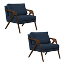 Ver imagem 1 de Kit 2 Poltronas Sala de Estar Madeira Maciça Mel Monique Assento Veludo Azul