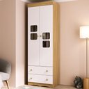 Ver imagem 1 de Guarda-roupa Infantil 62cm 2 Portas com Vidro e 2 Gavetas Serena Multimóveis Mp4430 Madeirado/