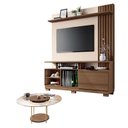 Ver imagem 1 de Estante Home Theater Artheo Castanho Off White com Mesa de Centro Sky com Tampo de Vidro Castanho -