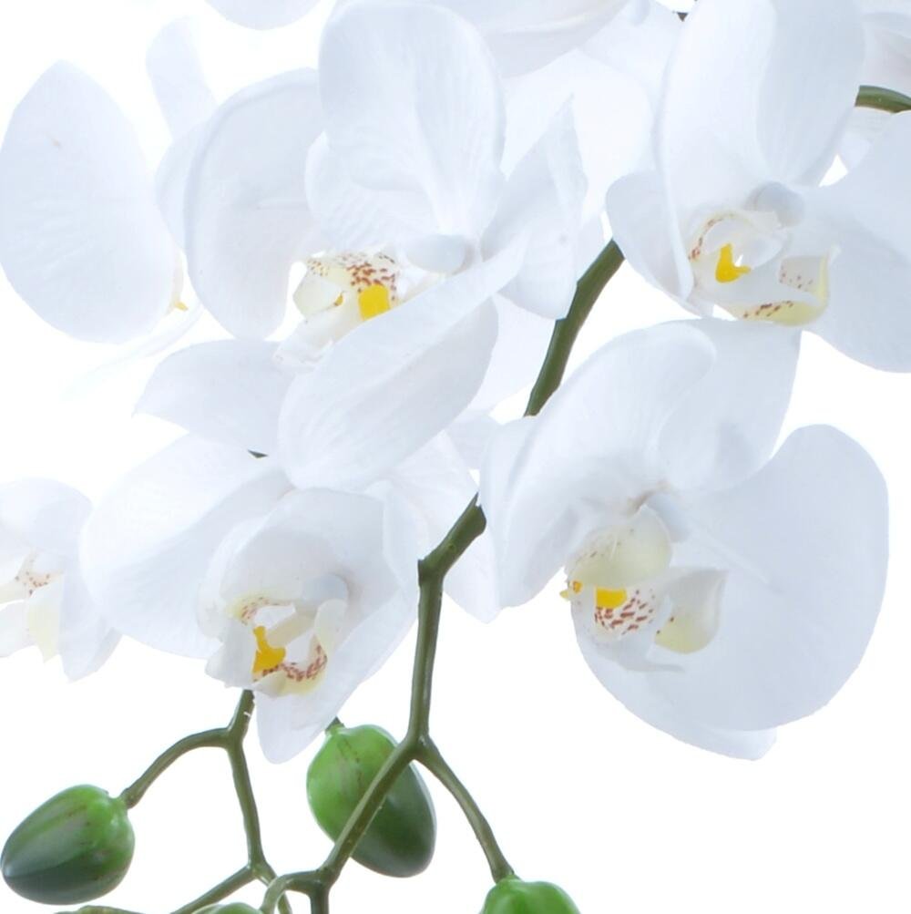 Arranjo de Orquídea Artificial Branca em Vaso Dourado Jade - 2